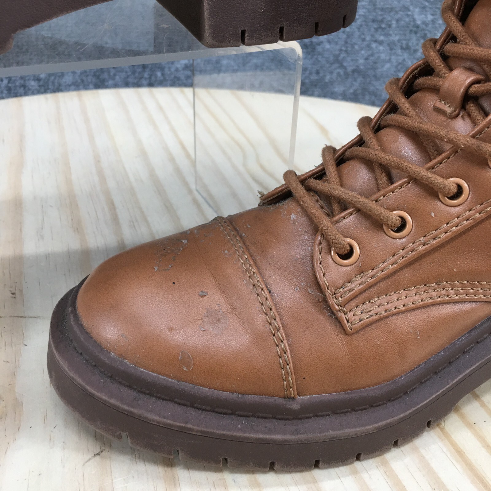 Aldo Boots Womens 6.5 Goer Cap Toe Lugsole Bootie Brown Faux Leather Heels