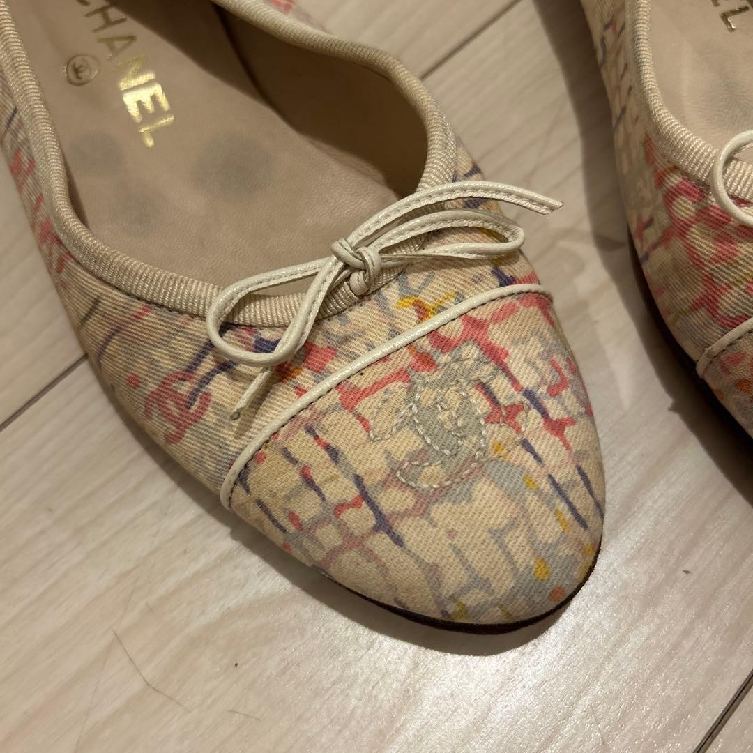 CHANEL Cocomark Flat Shoes Pumps EU 36.5 US 6.5 Canvas Multicolor Women Used