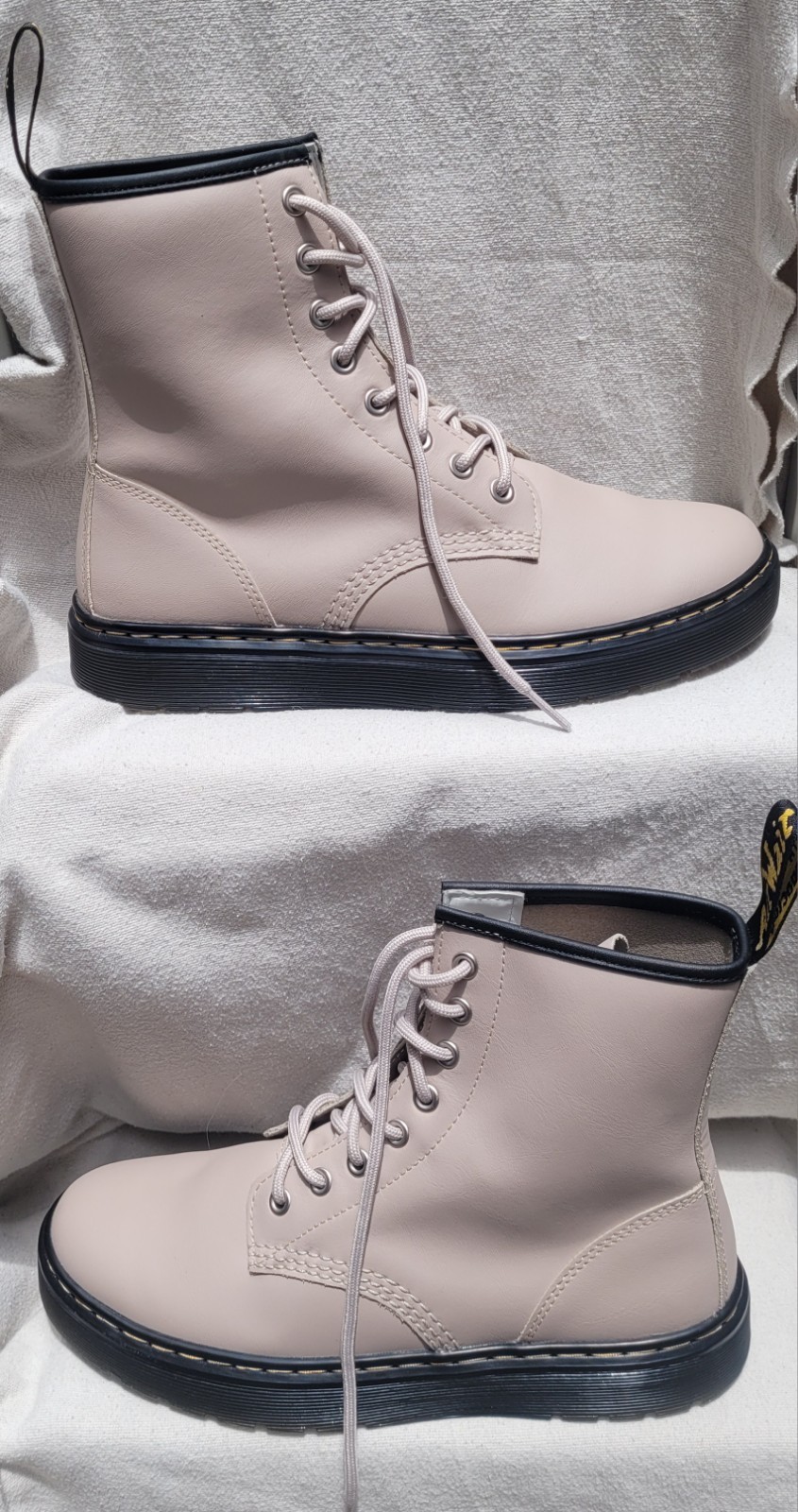 Dr Martens Zavala Beige/Taupe Lace Up Combat Boots W UK7/US9 M US8/EU41