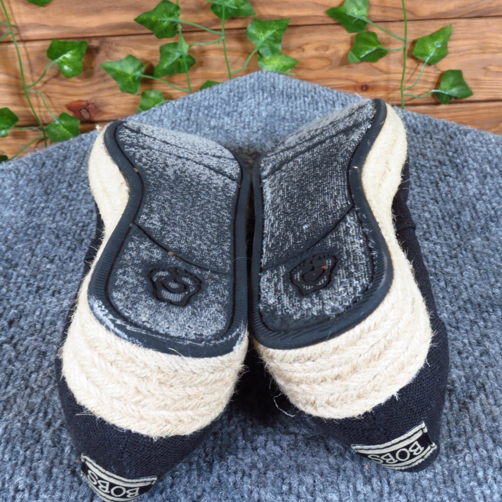 BOBS Highlights High Jinx Women Casual Espadrille Size 8 Daily Wear Black Fabric