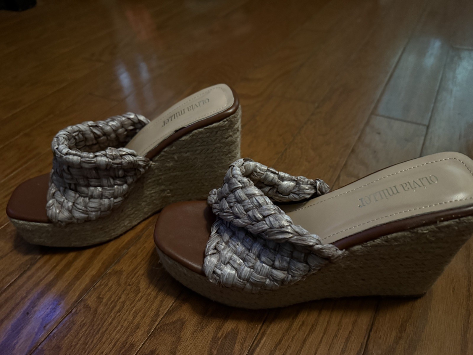 OLIVIA MILLER Women’s Irma Espadrille Wedge Sandals Shoes In Brown Size 8