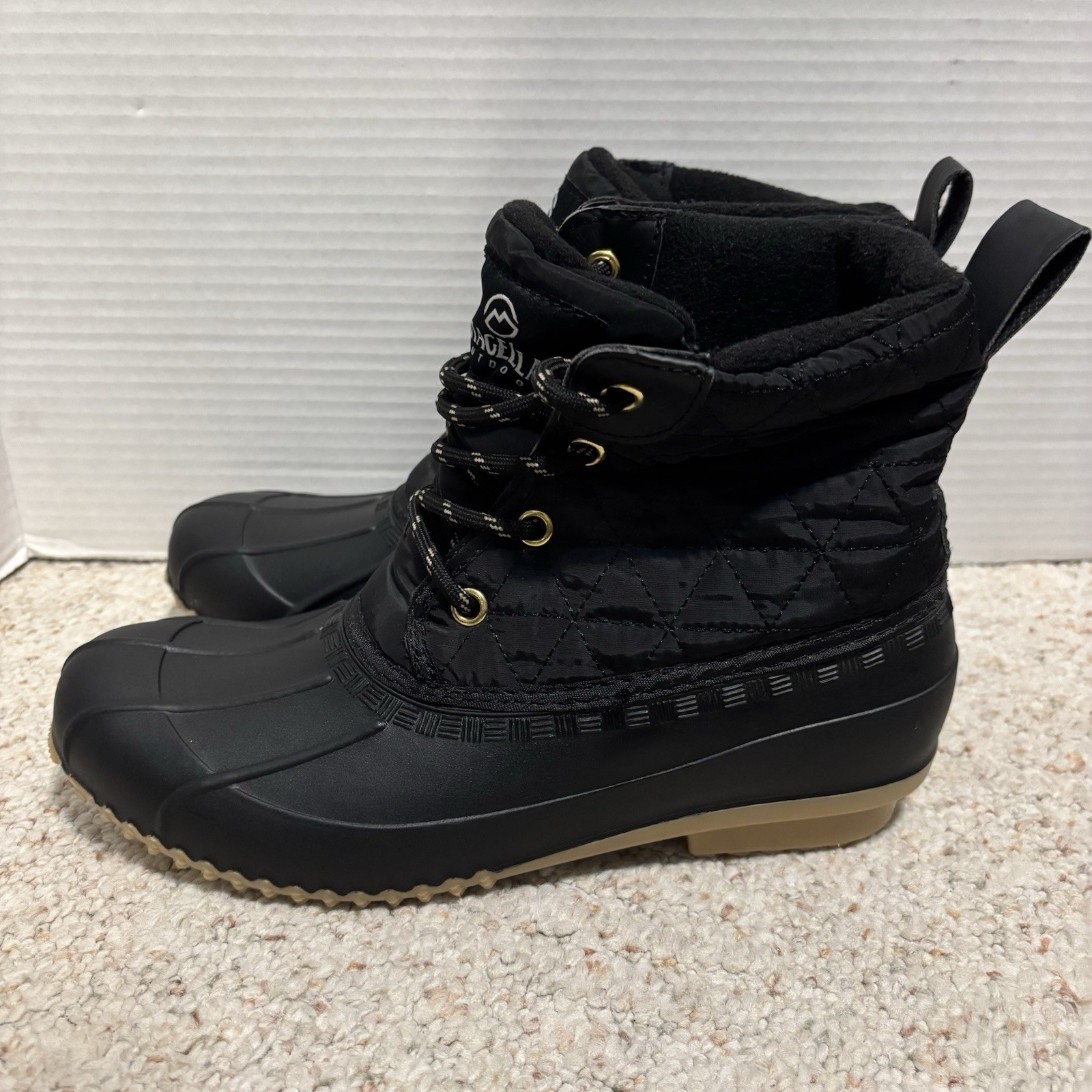 Magellan Outdoors Quilted Lace Up Duck Boots Women Size 8 Waterproof Black