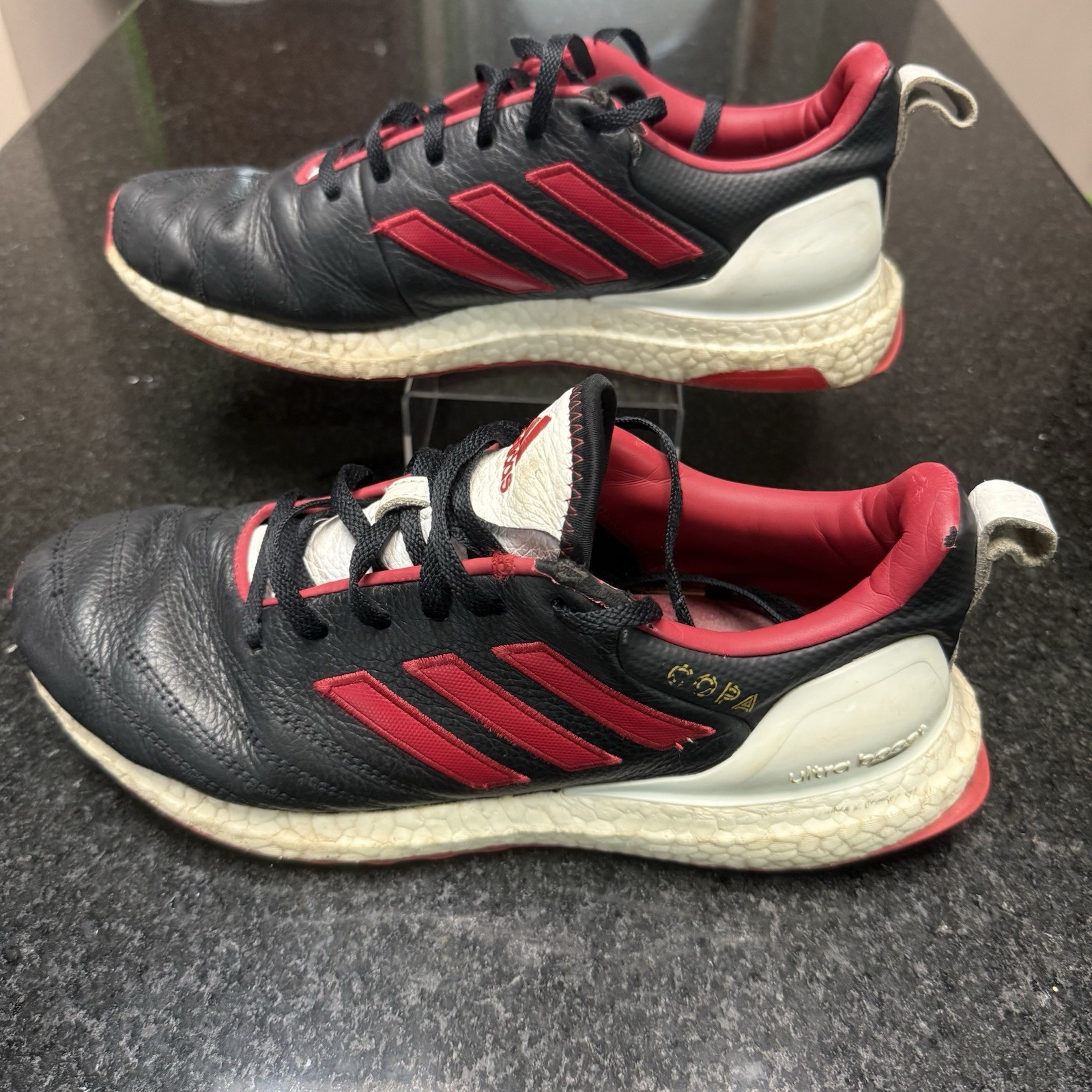 👟Adidas Copa Ultra Boost Men Size 8.5 Black Red Leather Soccer Sneakers HQ5903