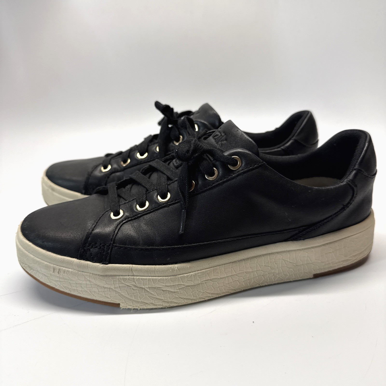 Kizik Vegas Shoes Women 8.5 Men 7 Black Gold Unisex Leather Low Top
