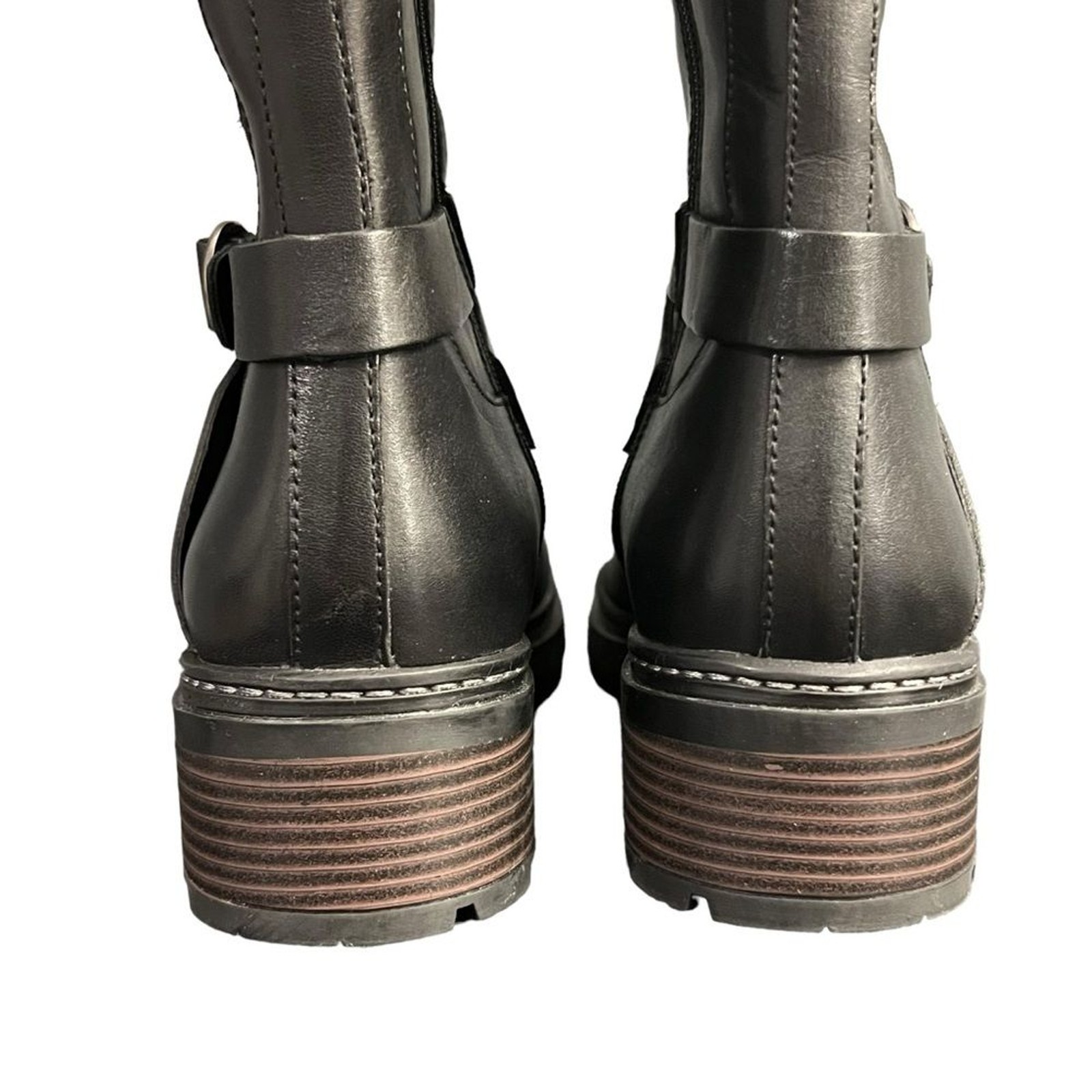 Softwalk Neenah Black Leather Zipper Motorcycle Boot Lug Sole Size 10N NWOT