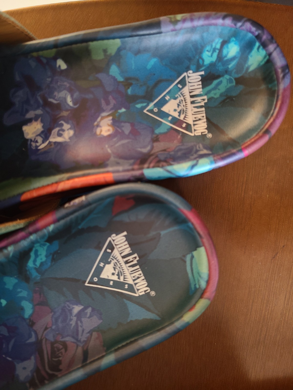 JOHN FLUEVOG signed platform teal and blue slide sandal shoes BUOY SIZE 10. EUC!