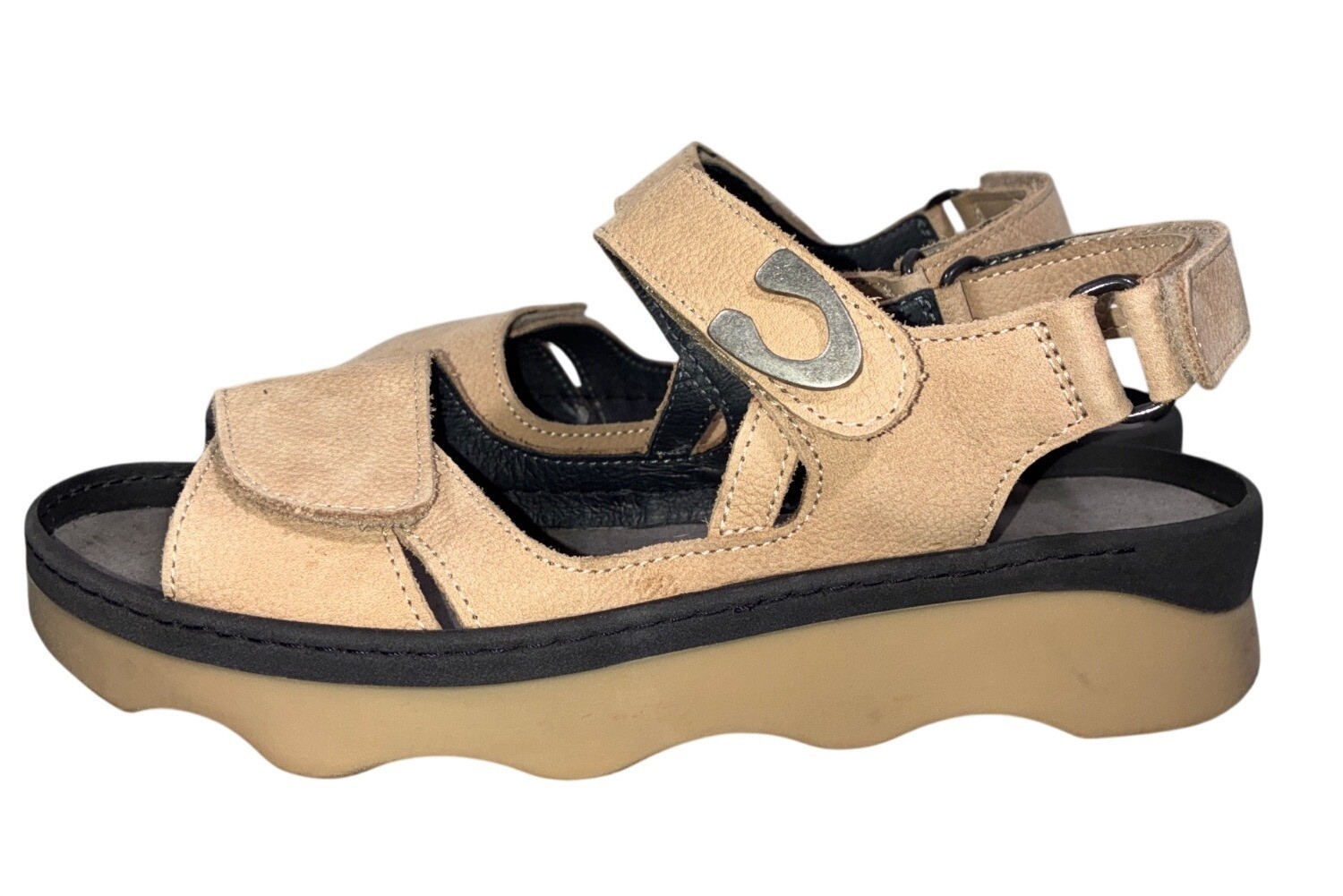 Wolky nubuck leather Beige Adjustable Strap Platform Sandals Size 38 comfort sup