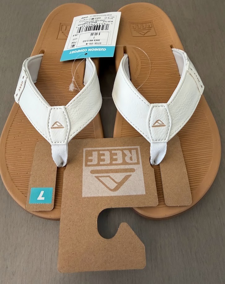 Reef Santa Ana Cloud Flip Flops Women’s 7 White Cushion Comfort NWT MSRP $60