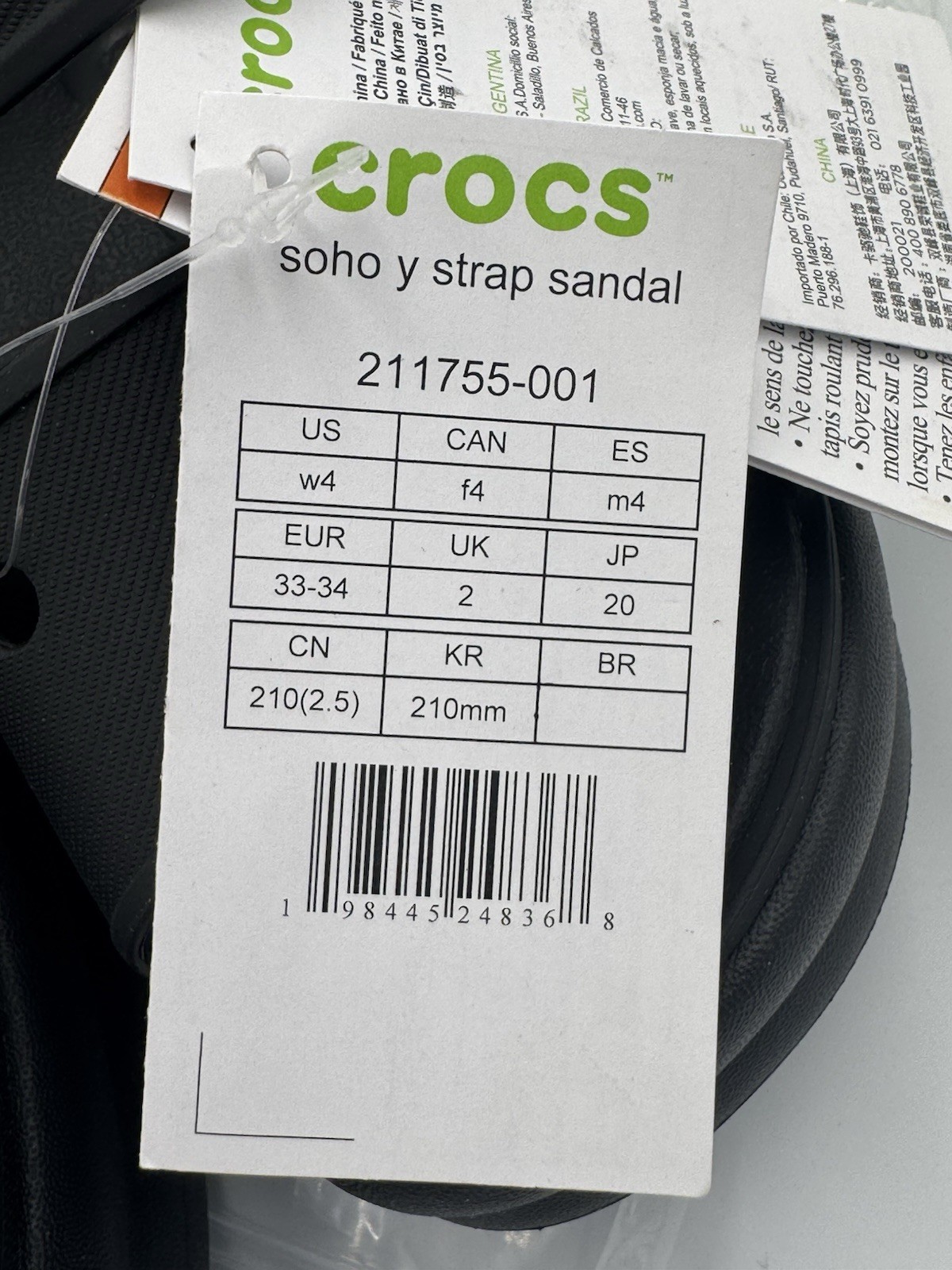Crocs Soho Y Strap Platform Sandals Black Women’s 4 NWT 211755-001