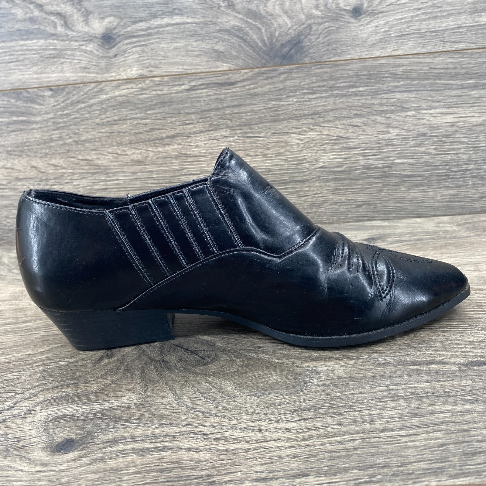 Sam & Libby Walton Western Pointed Toe Leather Booties Women’s Size 8 Black