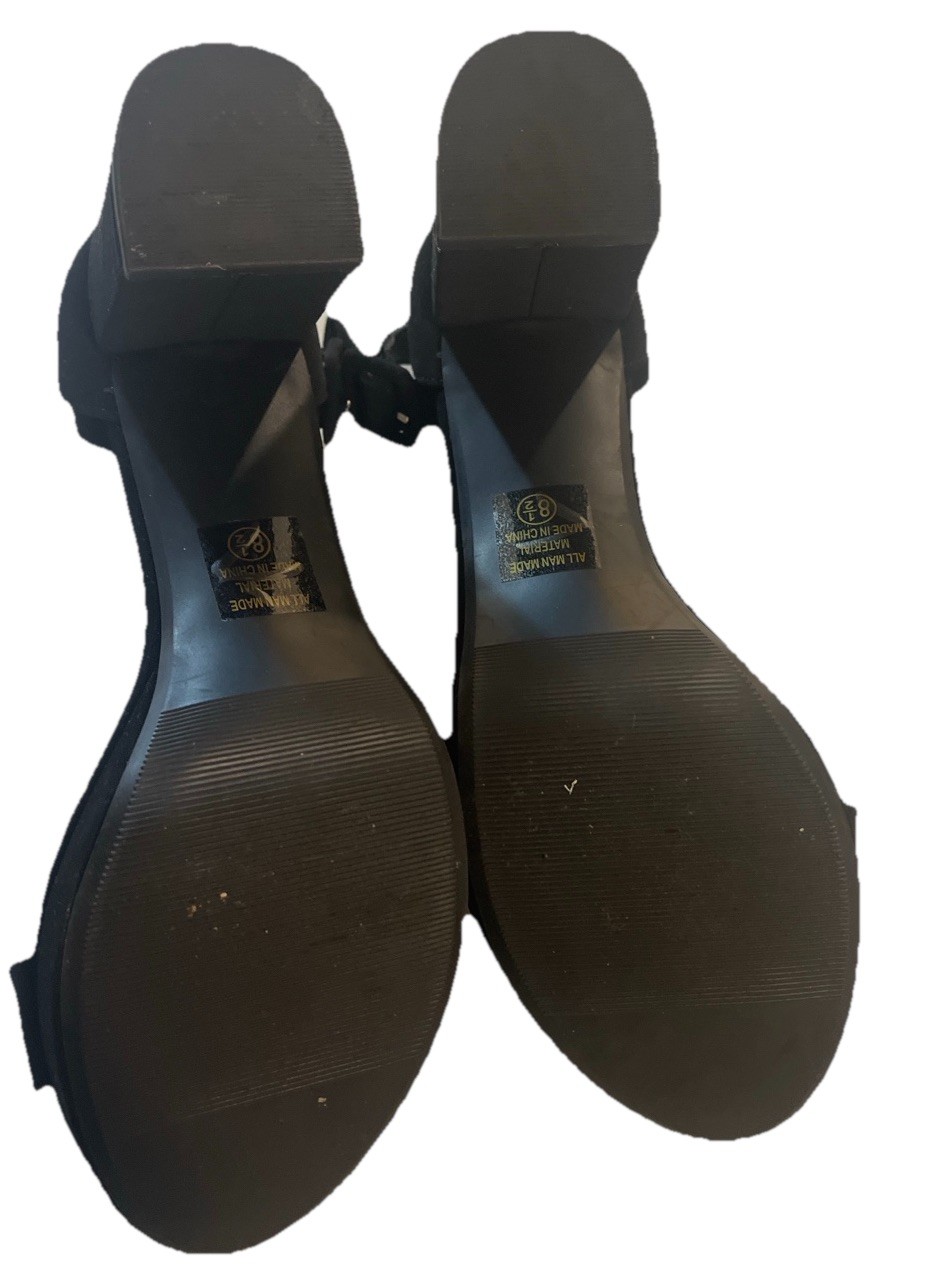 De Blossom Black Platform Sandals Heels Womens 8.5 Chunky Block Heel Dressy