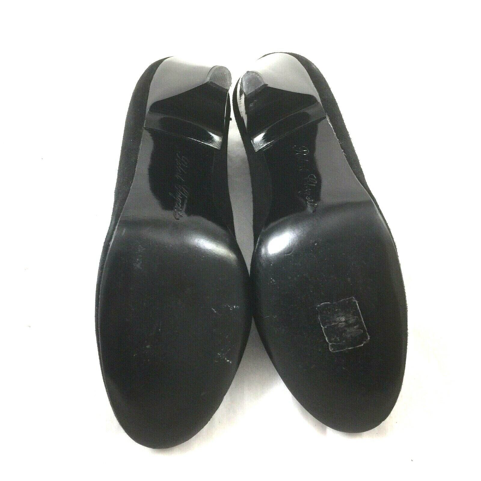 Robert Clergerie Suede Pump Black Round Toe Cone Heel Slip On Classic 5.5