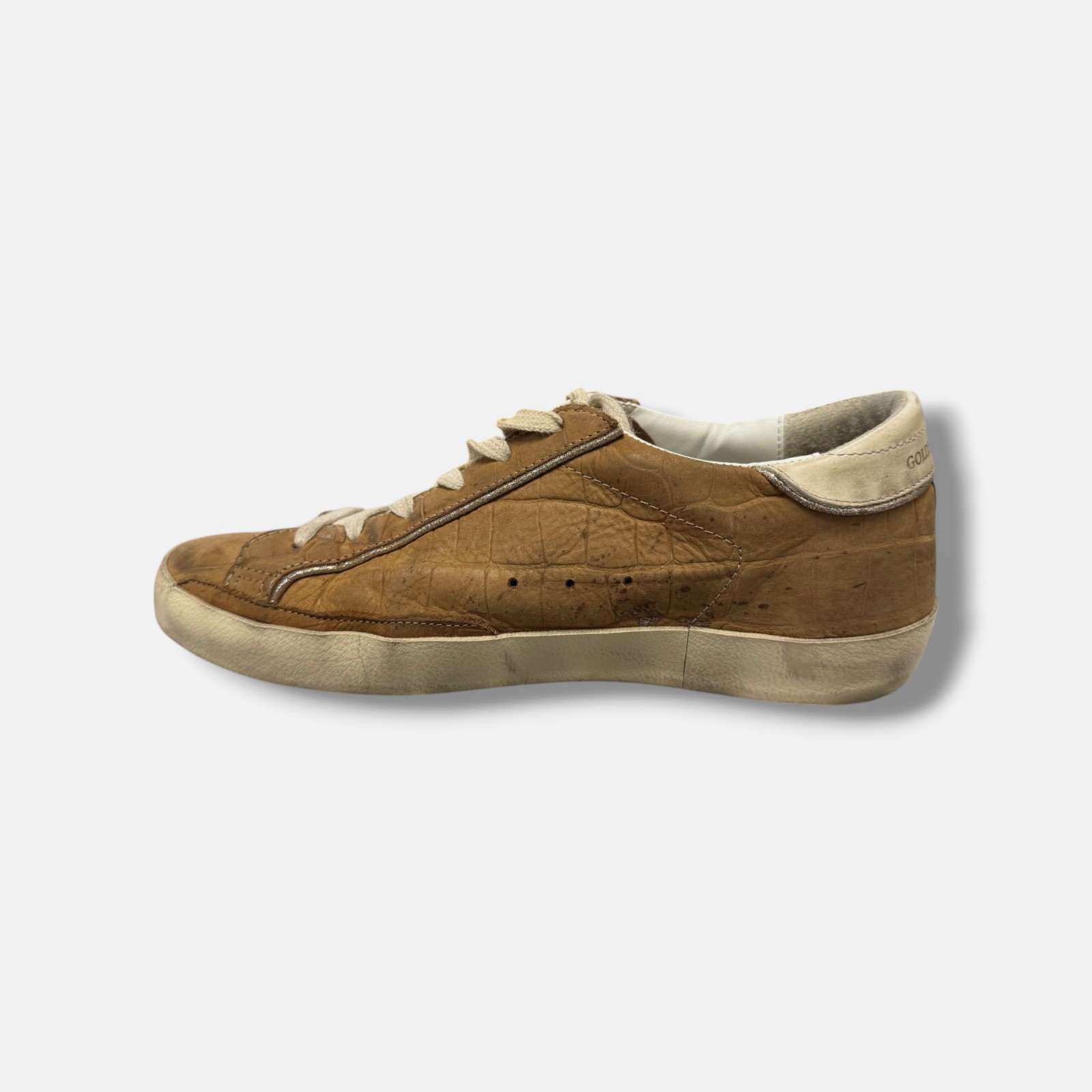Golden Goose Women’s Brown Super-Star Croco Sneakers Shoes Size EU:38 US:8