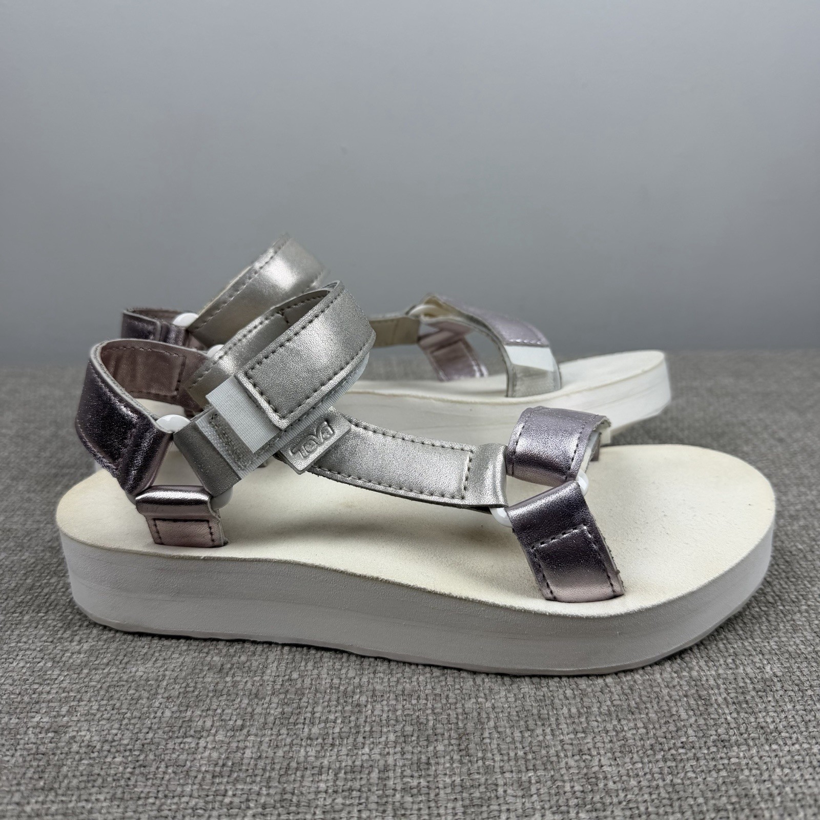 Women’s Teva Midform Universal Shimmer Sandal White Metallic Pearl Multi Size 7
