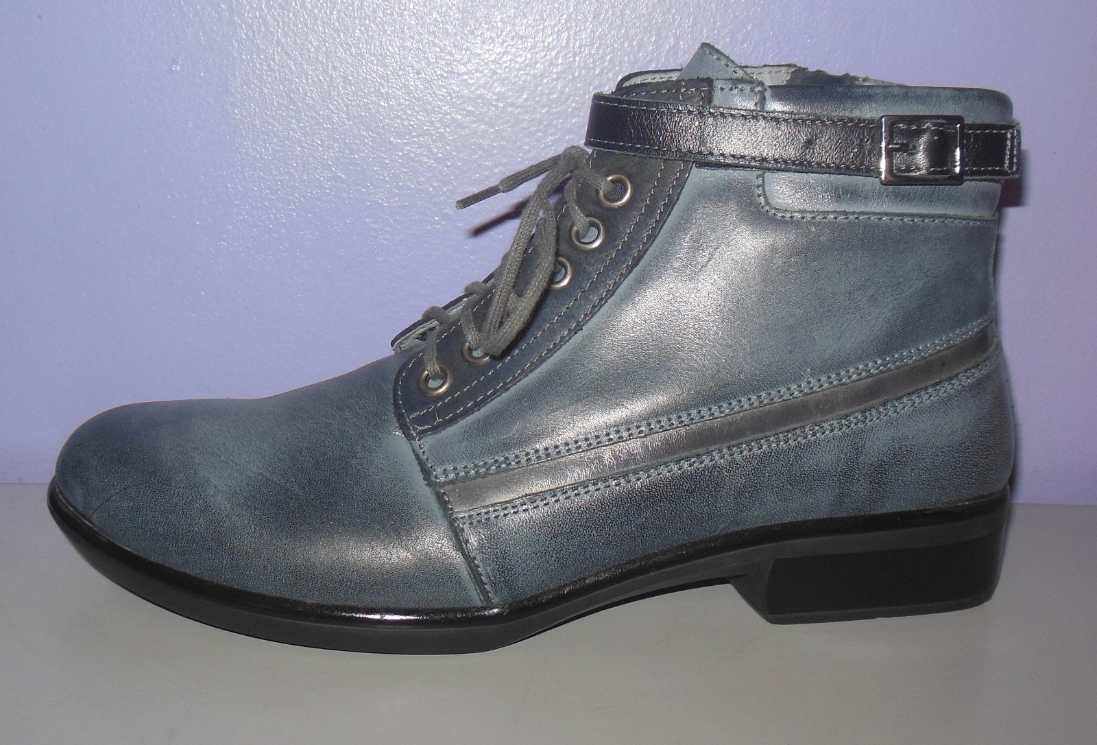 NAOT Kona Vintage Ash/Oily Coal/Black Raven Leather Ankle Boots 38 Euro 7 US