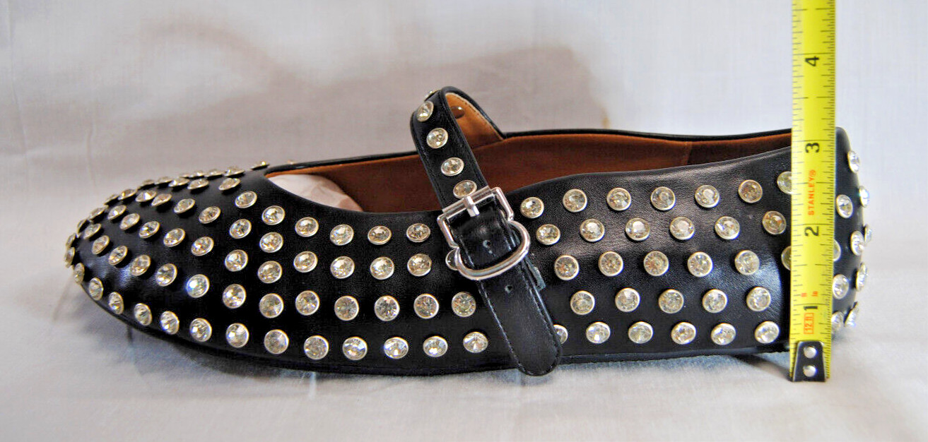 Divanne Womens Rhinestone Ballet Flats Mary Jane Shoes with Buckle Strap T2356
