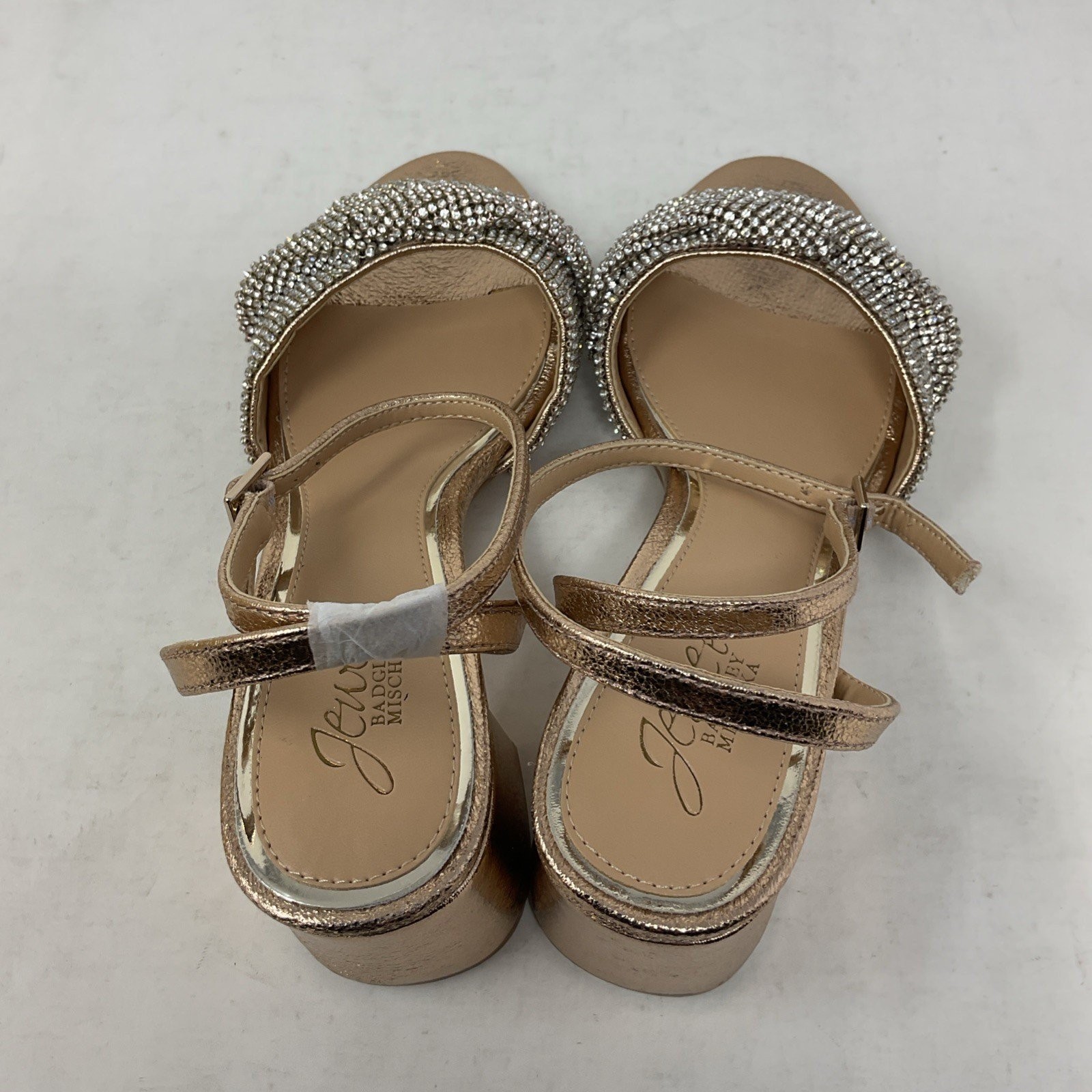 Jewel Badgley Mischka Gold Twist Ansley Block Heeled Sandal Women’s Size 5.5