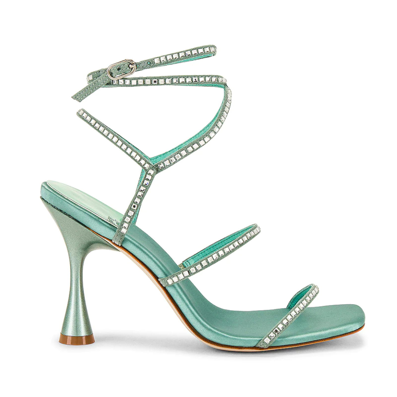 Jeffrey Campbell Glamorous Sandal in Turquoise Satin Silver SZ 8