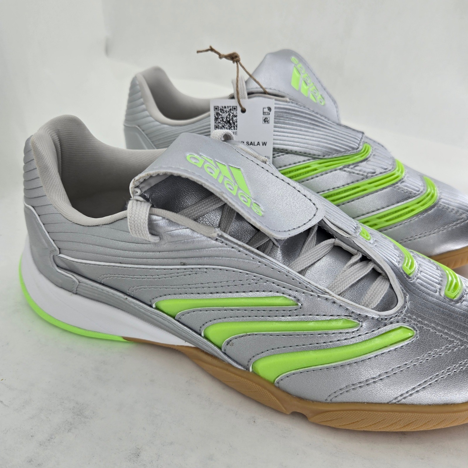 Adidas Predator Sala W Silver Signal Green Indoor Soccer Shoes JR1636 Womens 7