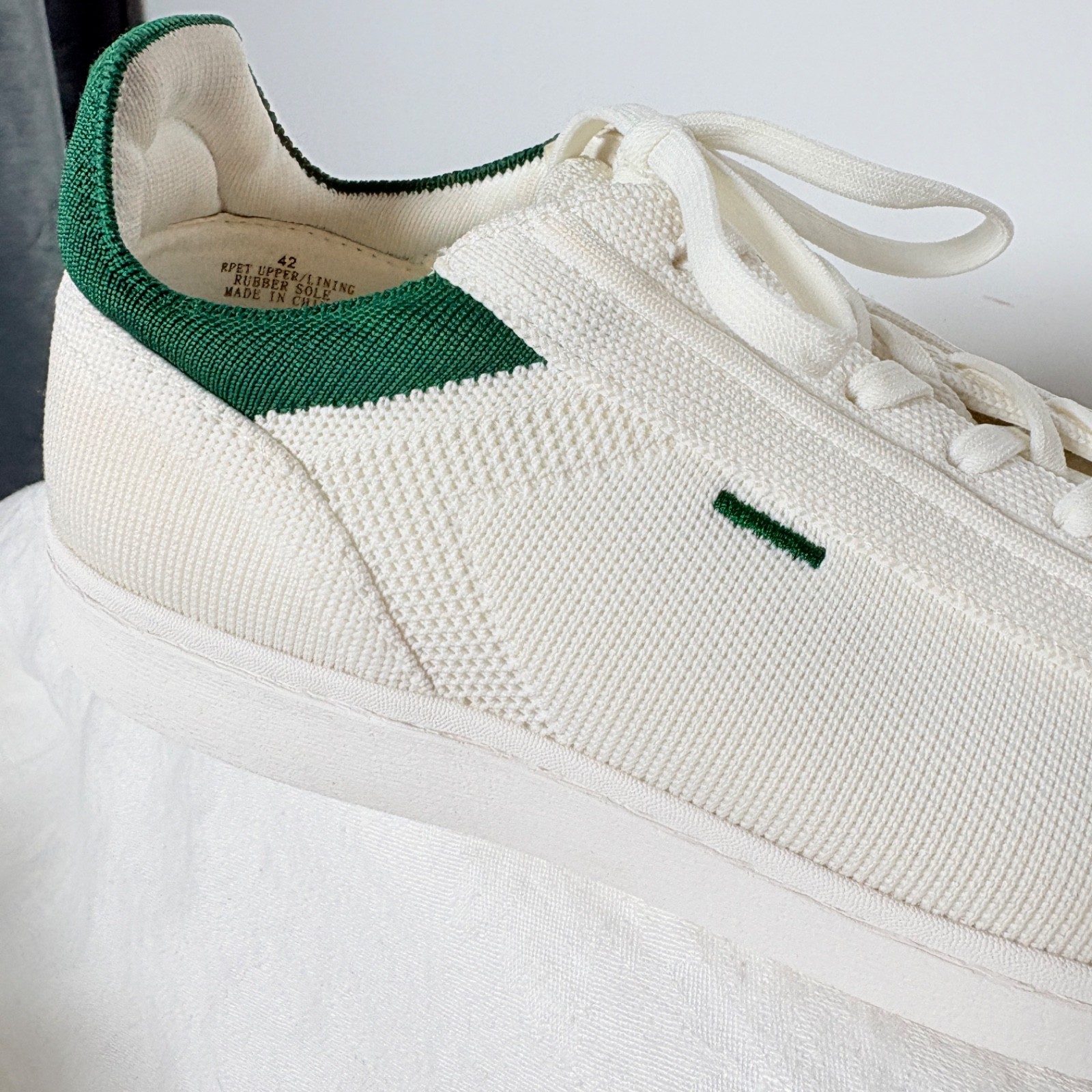Vivaia V Prime Recycled Knit Sneakers White Green Knit Womens EU 42 US 11.5