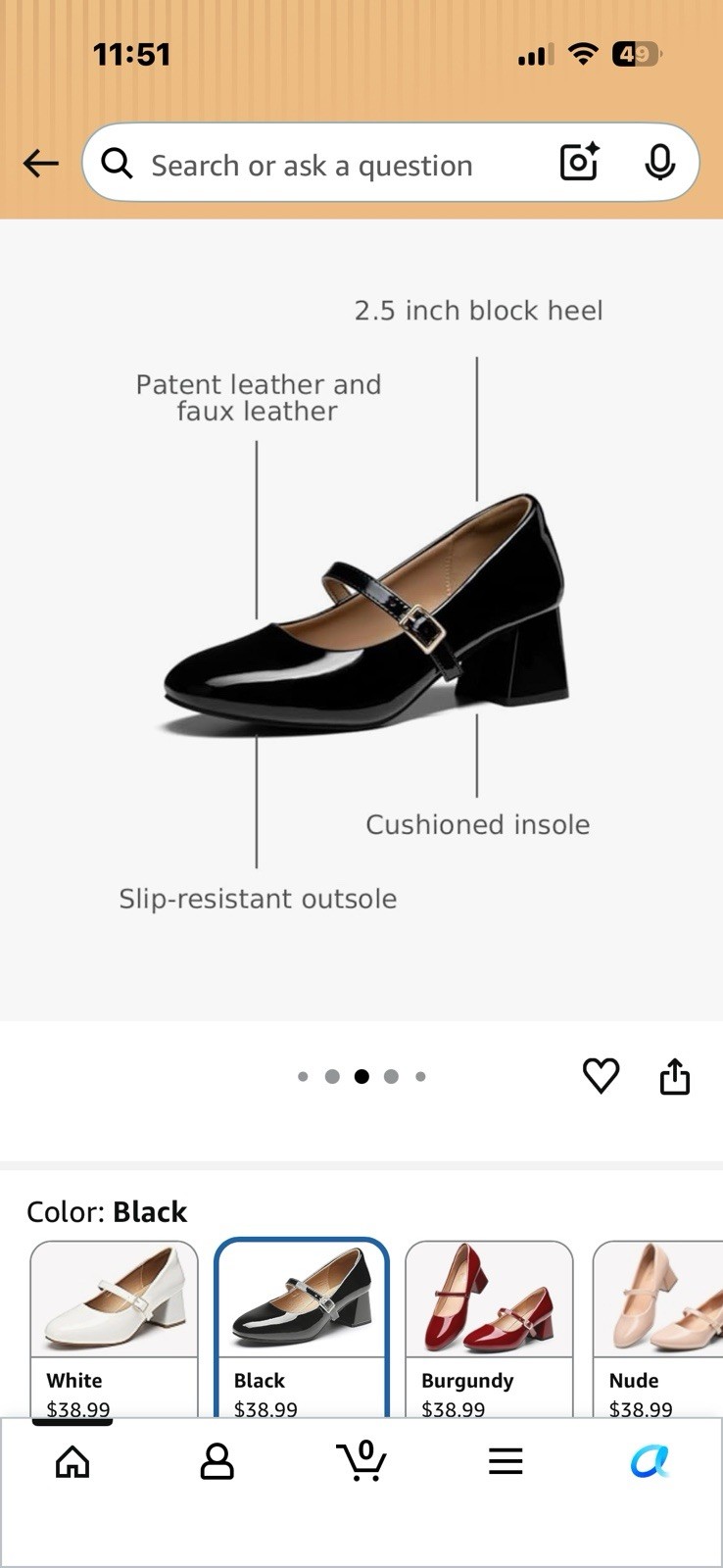 Trary Black Patent Leather Mary Jane’s 8.5 With A 2.5 Inch Heel