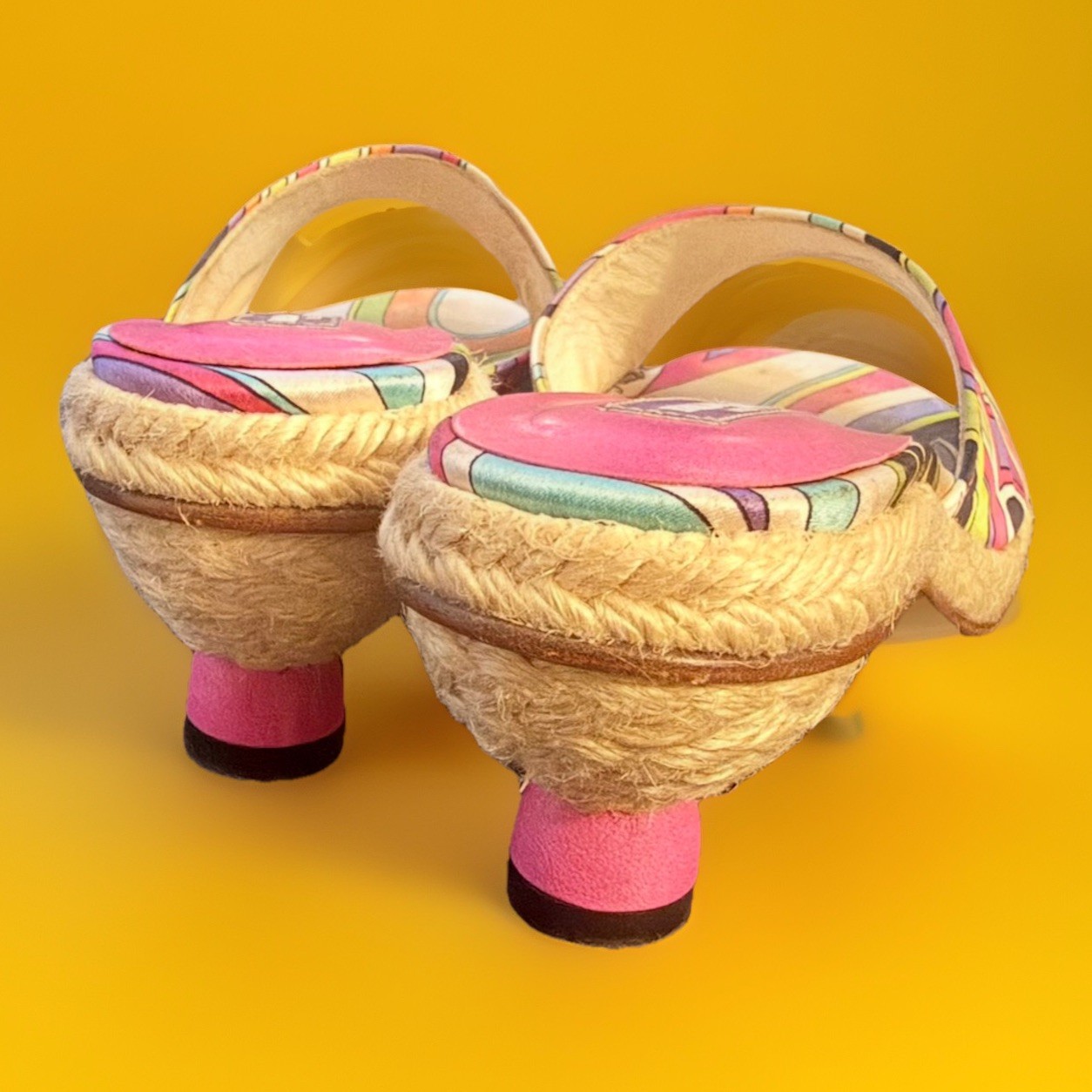 RARE Emilio PUCCI Shoes! HAUTE COUTURE Colorful Rainbow Designer SUMMER SANDALS!