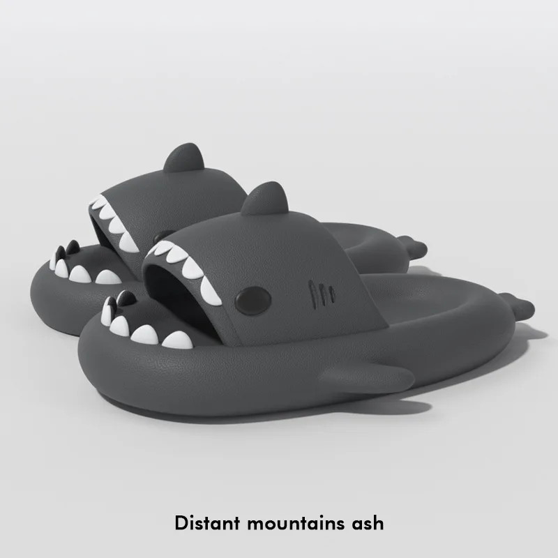 Summer Ice Cream Shark Slippers for Couples Cute Anti-slip Thick Sole Indoor Bat