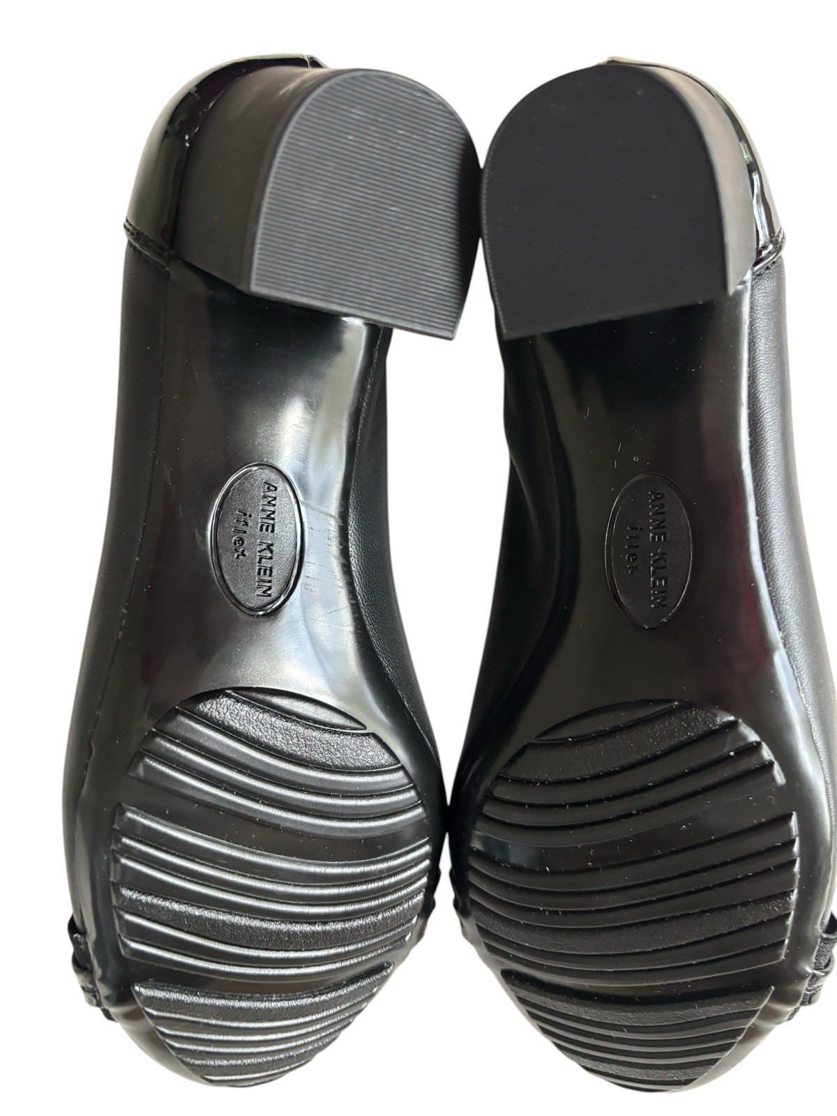 Anne Klein iFlex Black Patent Cap Toe Block Heel Pumps Sz 6M New No Box