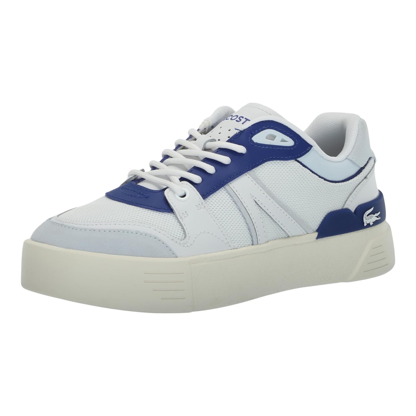 Lacoste Women’s L002 EVO Sneaker, White/Blue, L002-EVO-WHTBLU