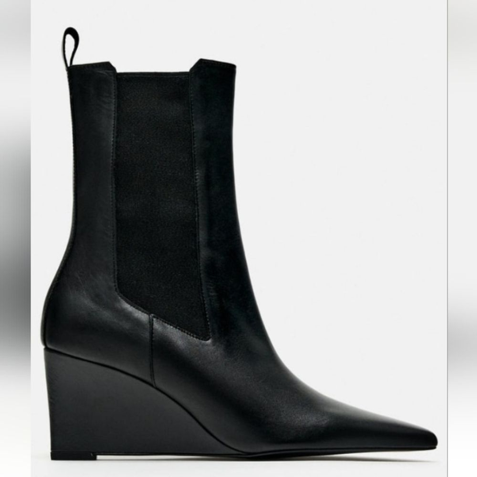 Zara Leather Wedge Ankle Boots