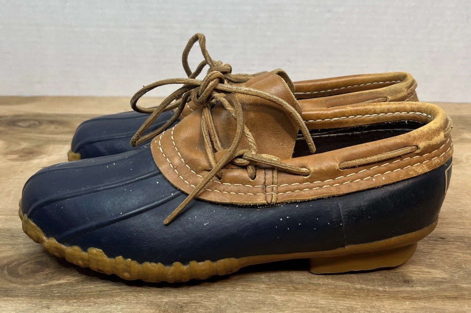 LL Bean Womens Maine Waterproof Hunting Blue Brown Leather Boot Shoes Sz 7 USA