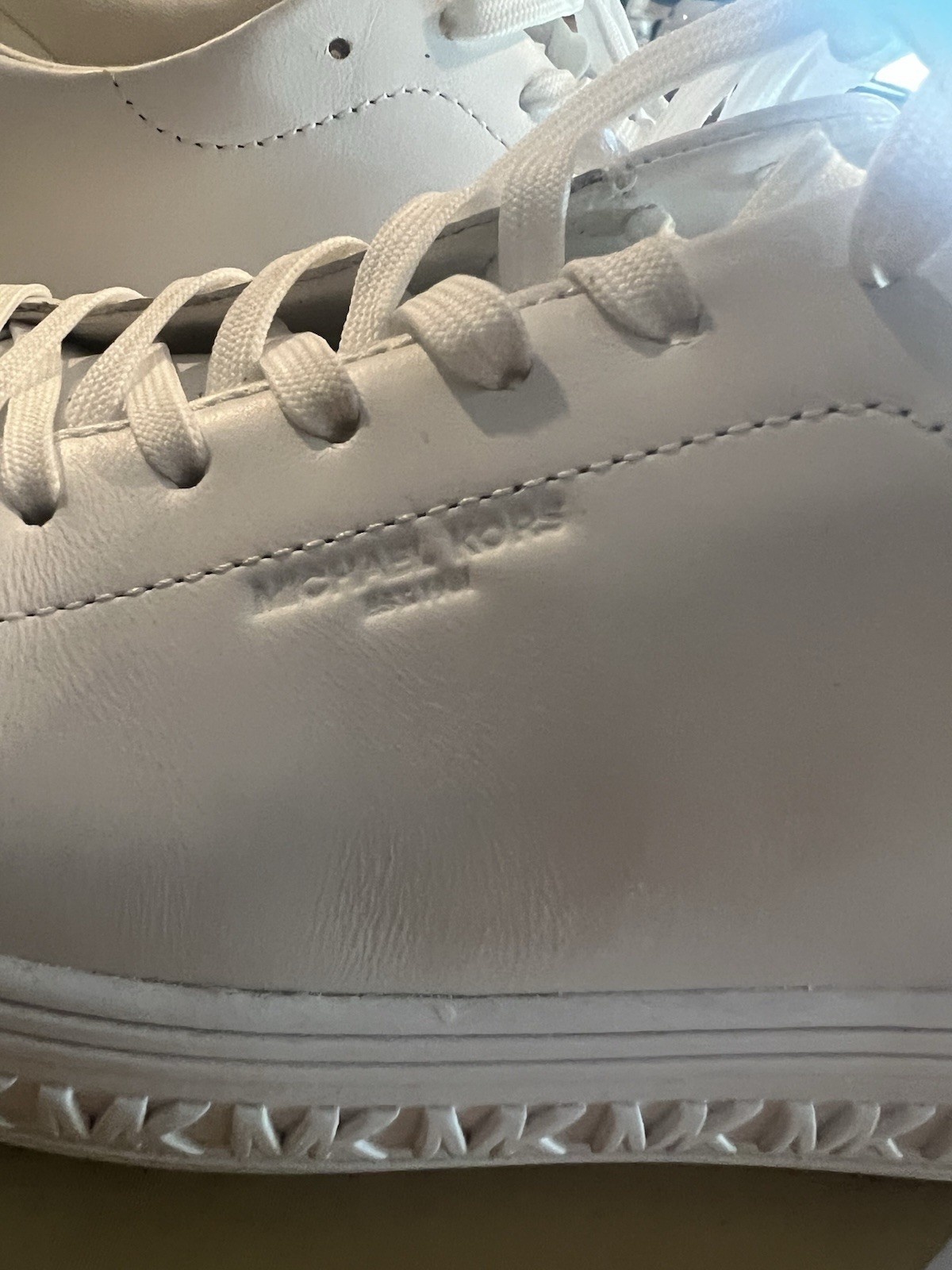 Michael Kors Grove Lace Up Women’s White/Gold Leather Rhinestone Low Top Sneaker