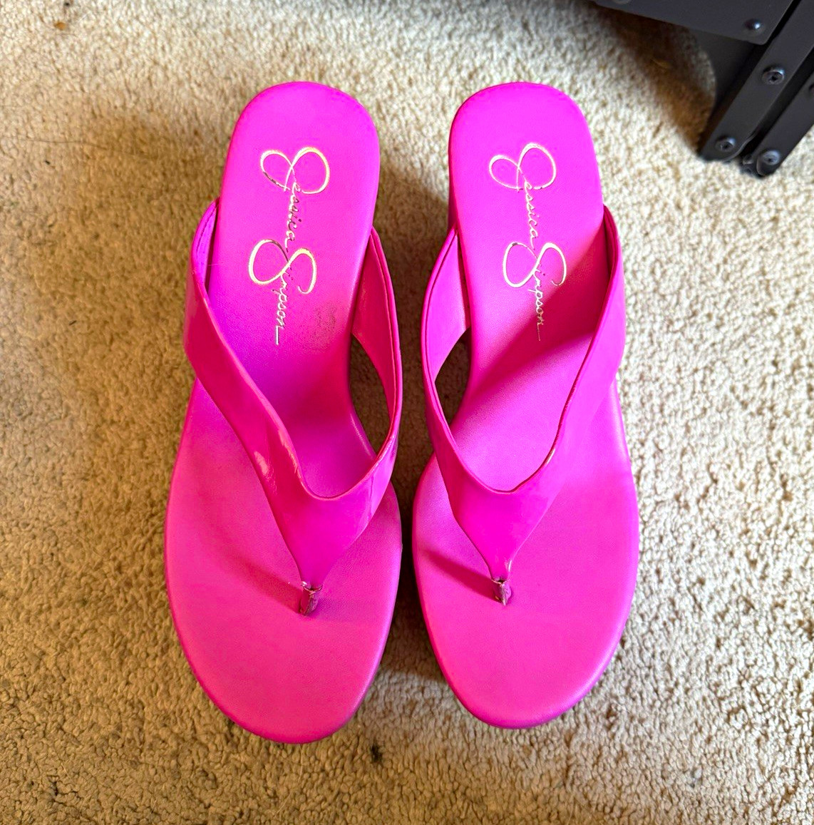 Jessica Simpson Women’s Pink Thong Wedge Slip-On Sandals Synthetic Size 7