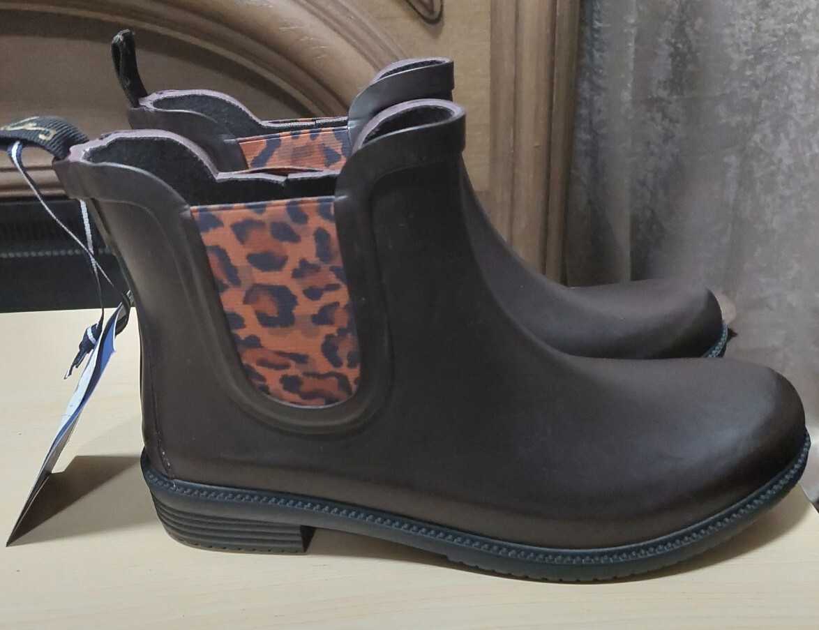 Women’s Joules, Rutland Rain Boot RUTLAND-DKBROWN Brown Synthetic-And-Fabric