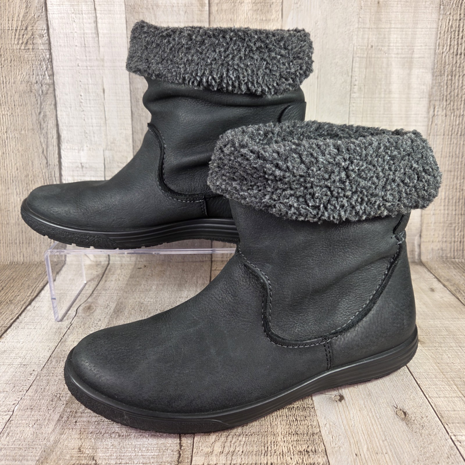 Ecco Chase II GTX Mid Black Boots Gore-Tex Nubuck Leather Women’s EU 37 US 6