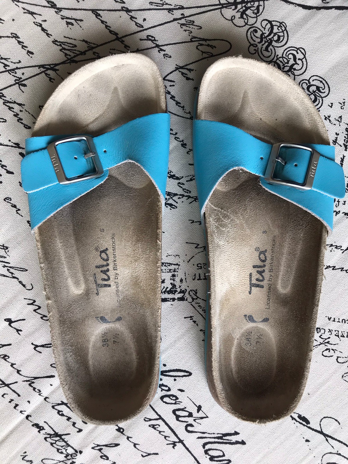 Tula Madrid by Birkenstock Slide Sandals Buckle Turquoise Blue Women’s 7.5 38.5