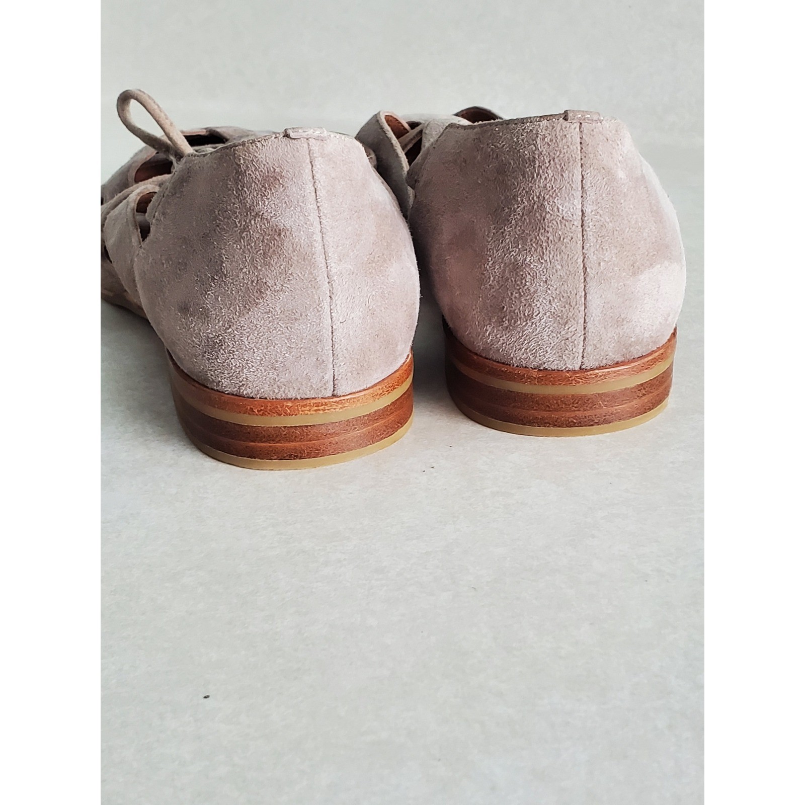 Jeffrey Campbell Canela Flats Taupe Suede Woven Huarache Sandals Size 6.5 Boho
