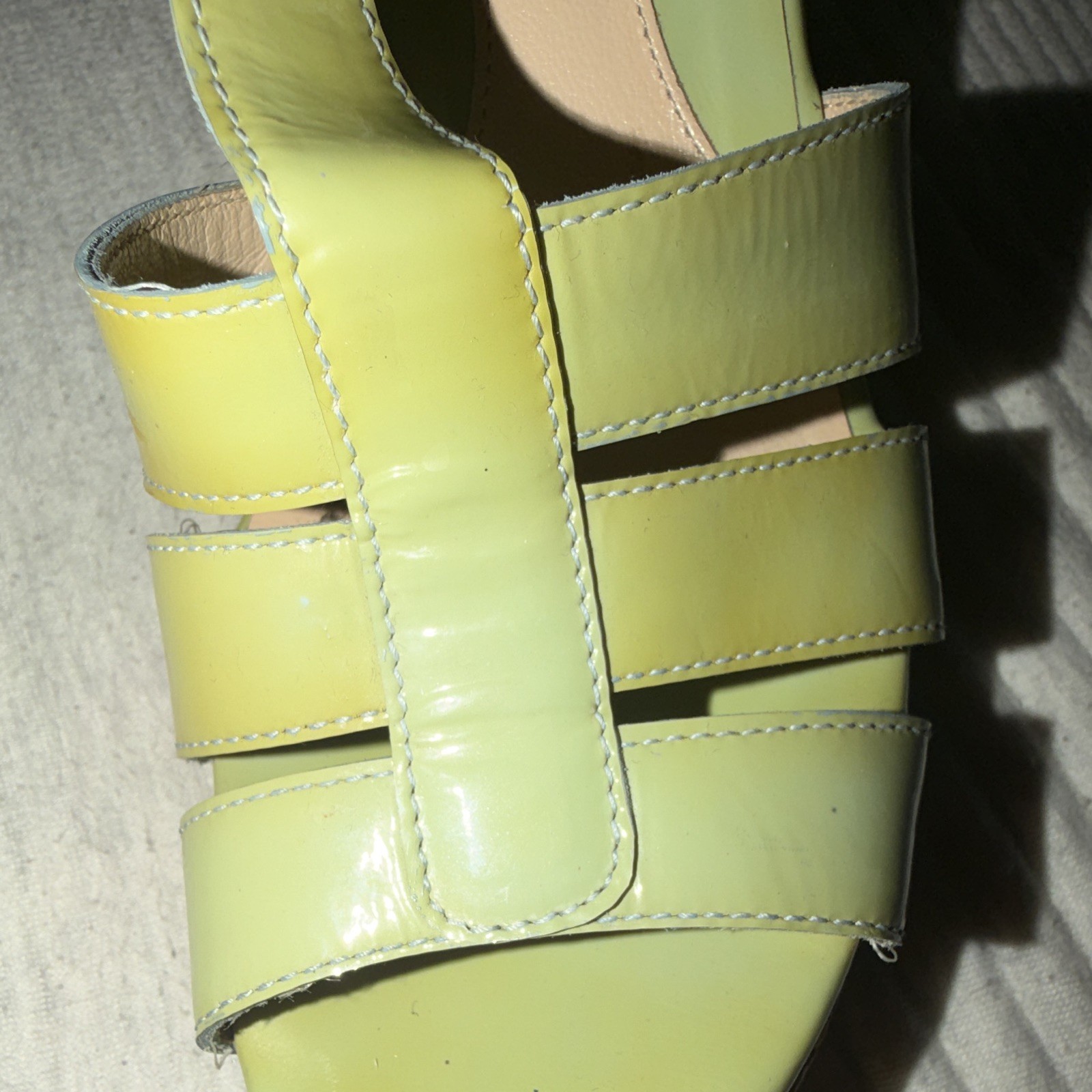Fendi Green Logo Cork Wedges Ankle Strap Buckle Womens Size Italy-40 W US 9-9.5