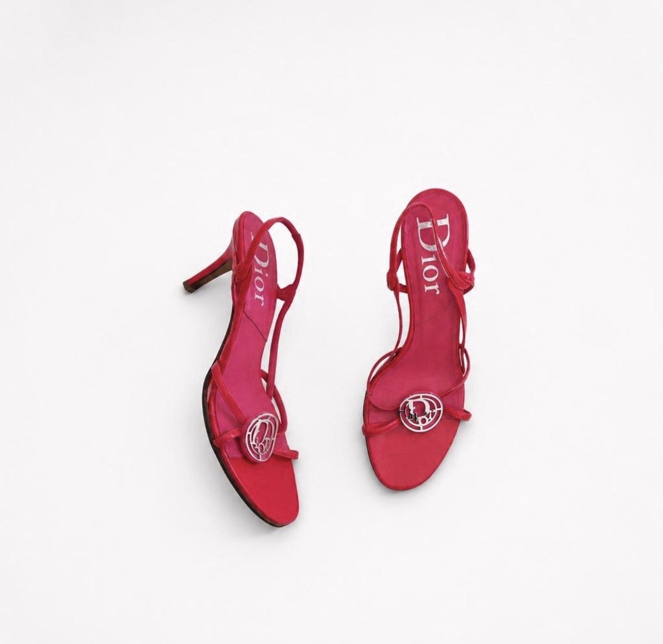 Dior Women’s Leather Strappy Open Toe Slingback Stiletto Heels Pink Red US 9