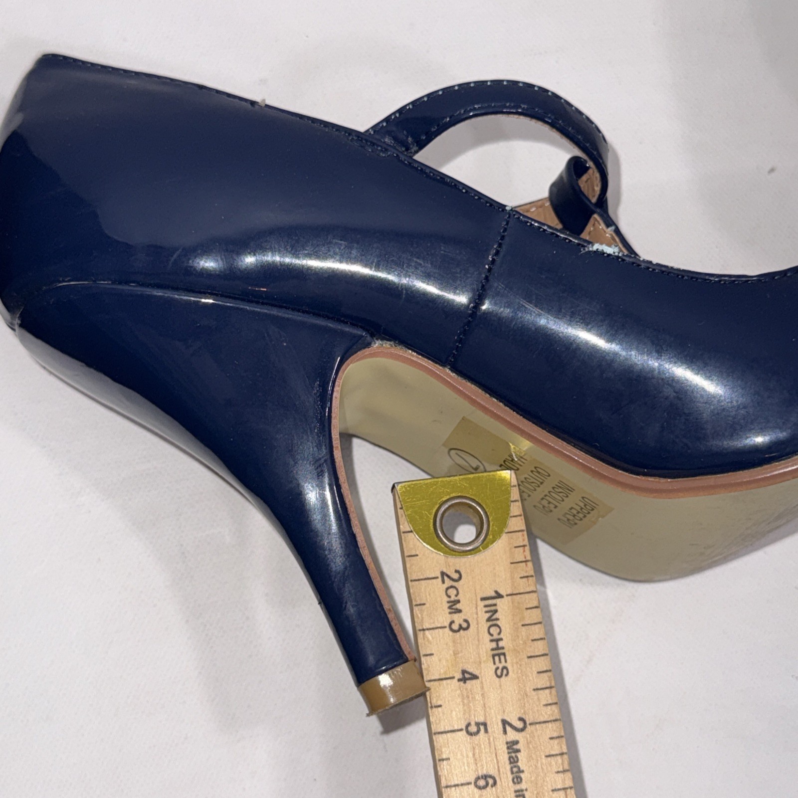 Journee Collection Old Money Business Casual Formal T Strap Stiletto Blue Pumps