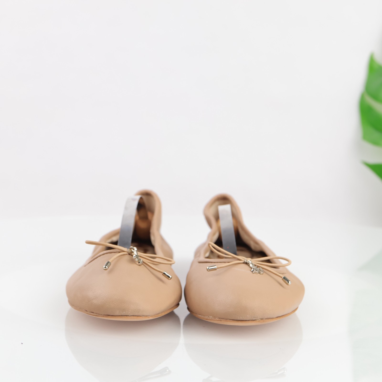 Sam Edelman Womens Felicia Ballet Flat Size 10.5 Tan Nude Leather Shoe Bow Comfy