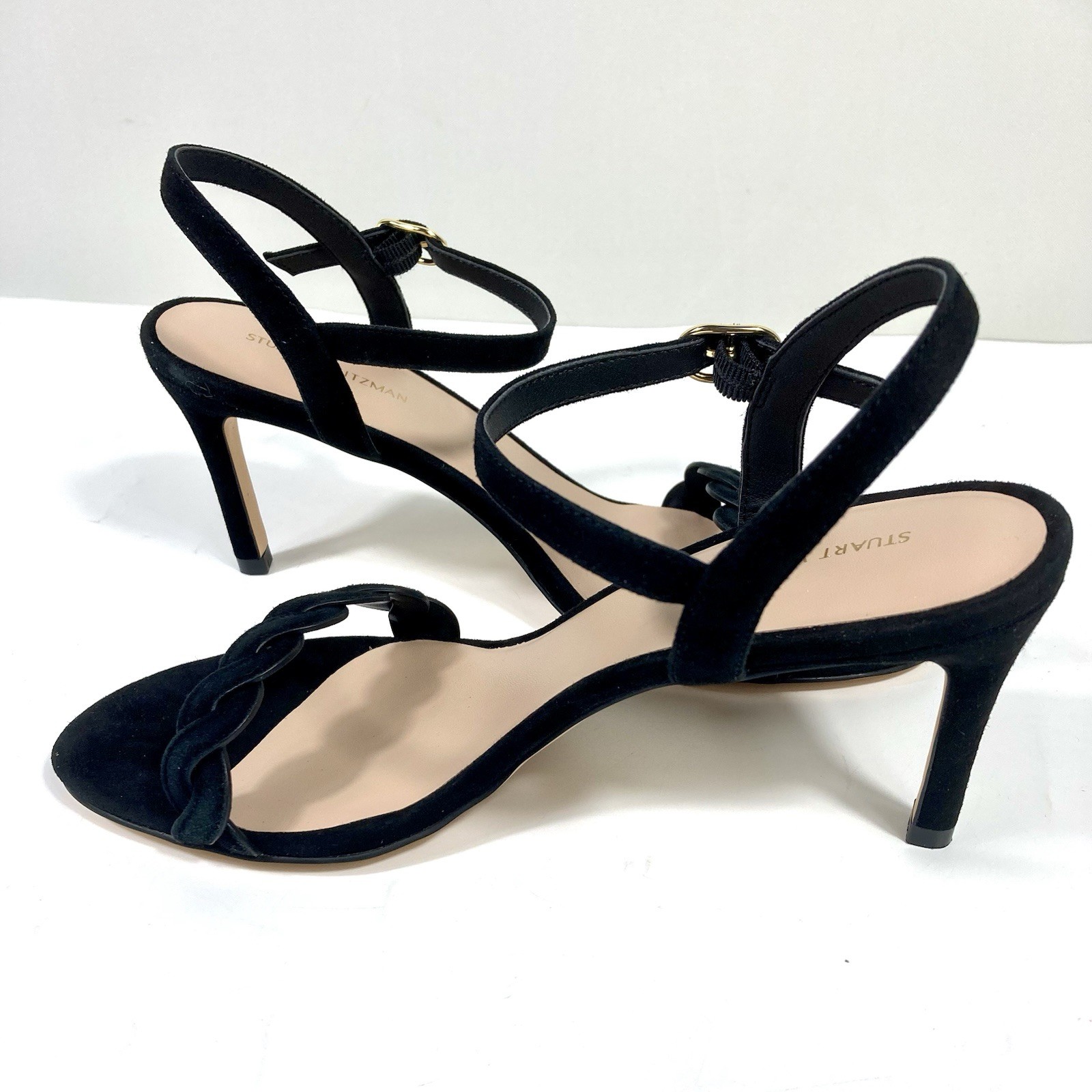 Stuart Weitzman Twistie Stiletto 75 Heels Sandals Suede Black 6 9 B NEW