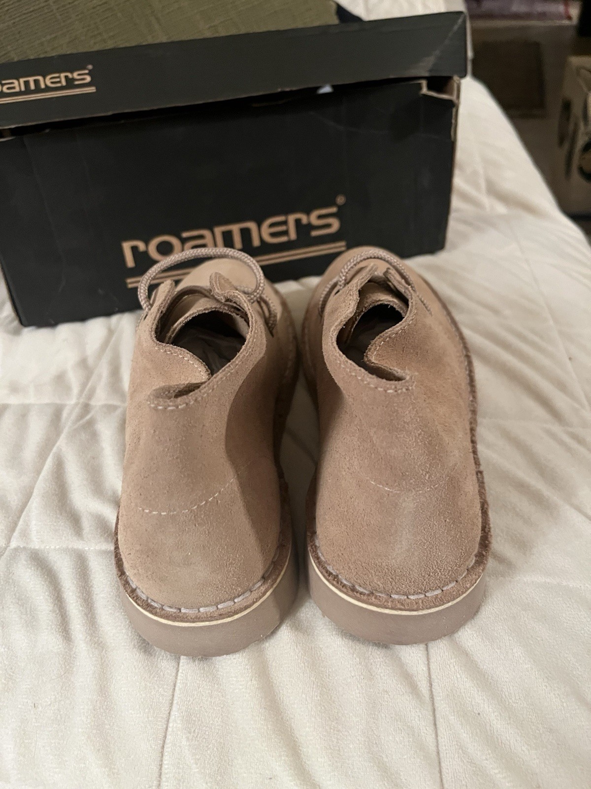 Roamers Womens Unlined Suede Taupe Ankle Boots 5 NIB