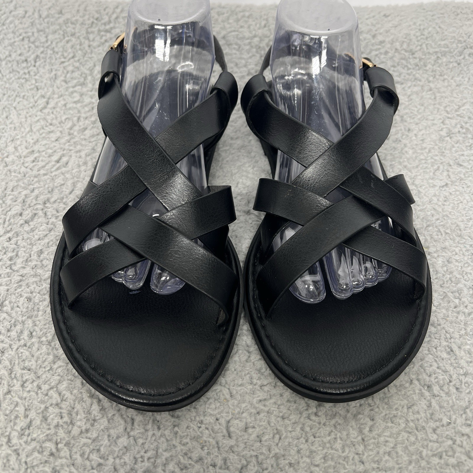 Torrid Black Strappy Gladiator Sandals Wide Slingback Crisscross Boho 9WW Flat