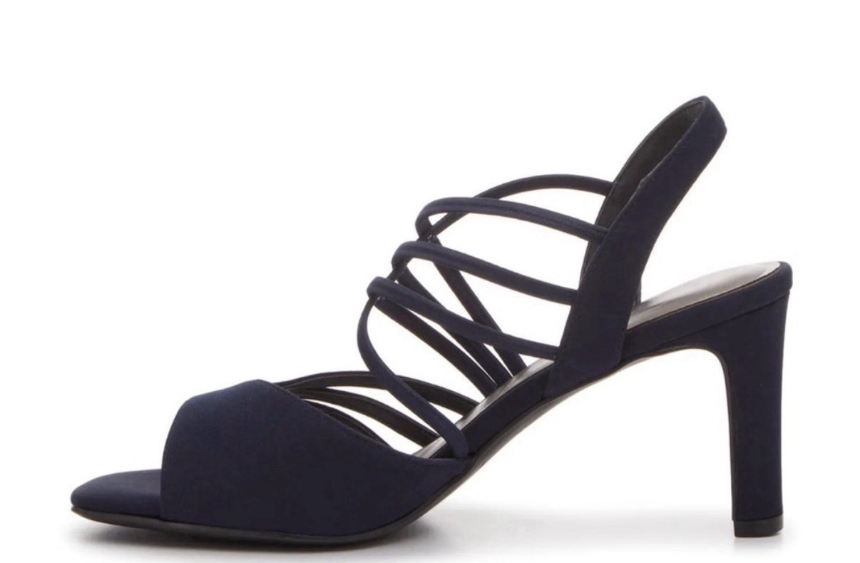 Impo Women’s Strappy Slingback Heel Blue Textile Block Heel Open Toe US 8.5 M