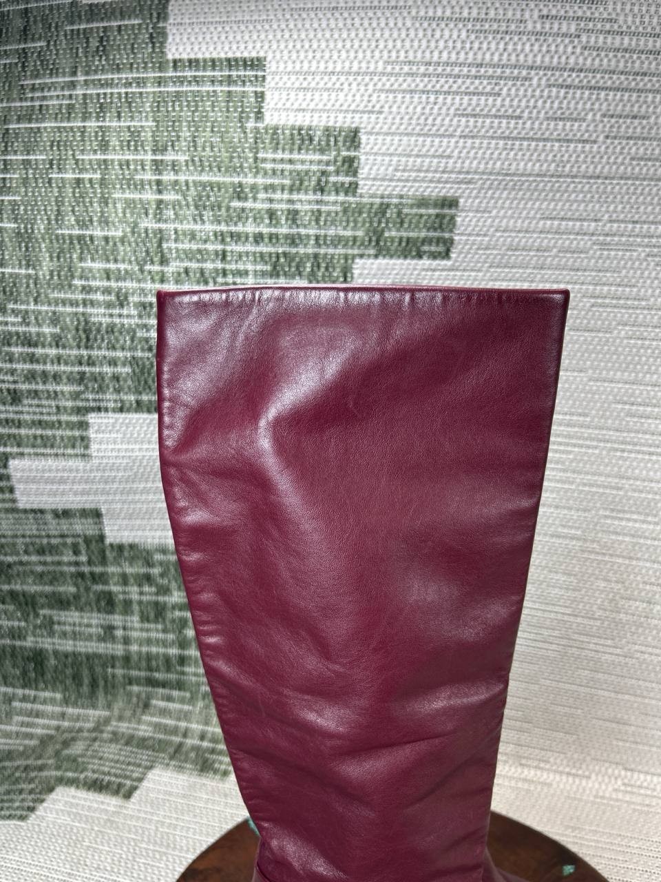 Tory Burch Boot Womens Size 7 M Brooke Slouchy Burgundy Leather Knee High Riding