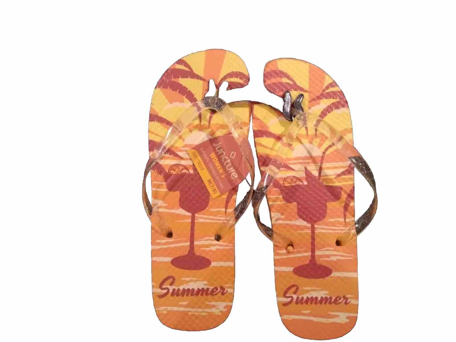 WOMENS JUNCTURE SUMMER MARGARITAFLIP FLOP RUBBER BEACH SANDALS SIZE MED 7/8 NWT