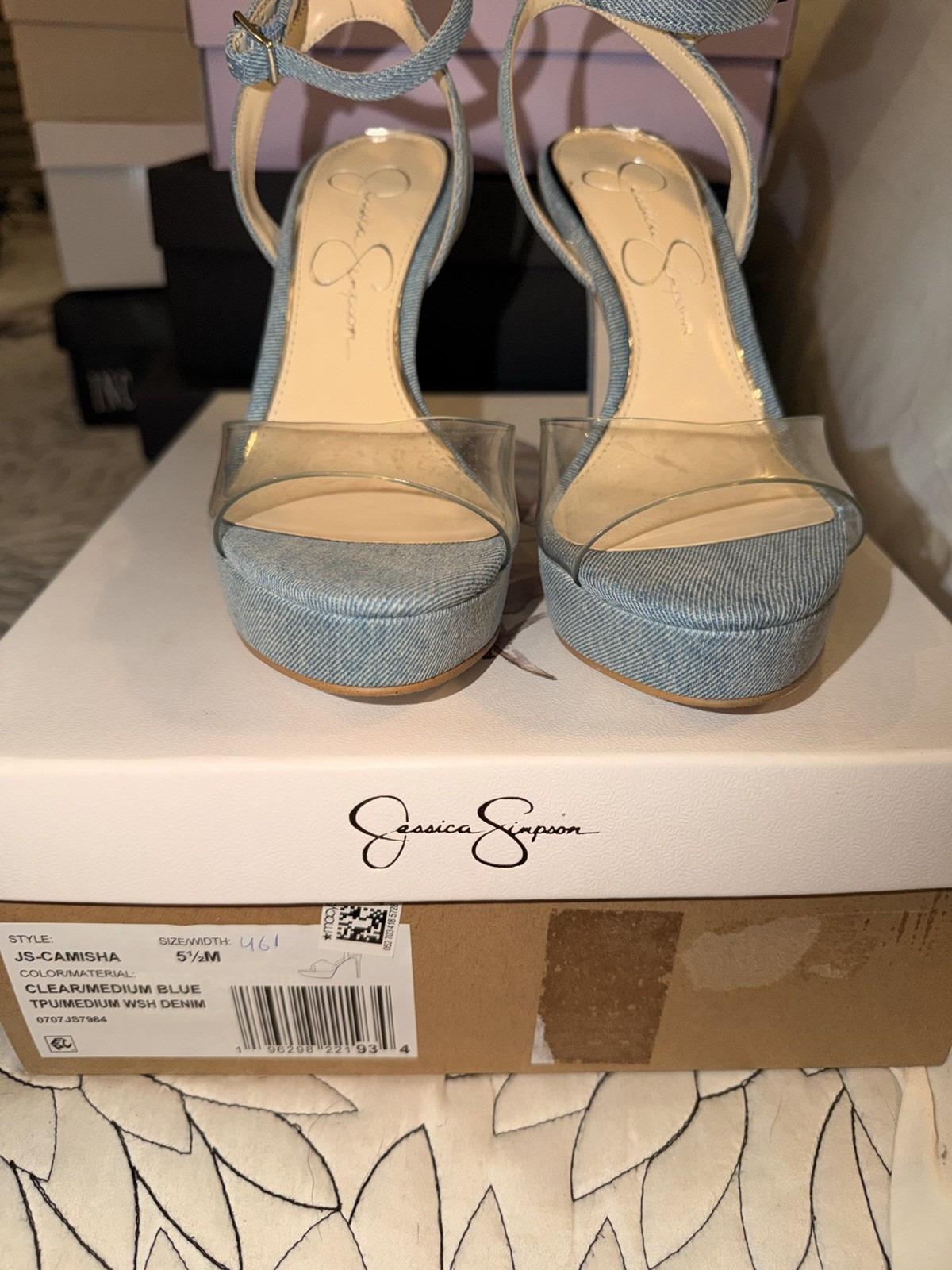 Jessica Simpson Blue/Clear Platform Ankle Strap Open Toe Heels 6M