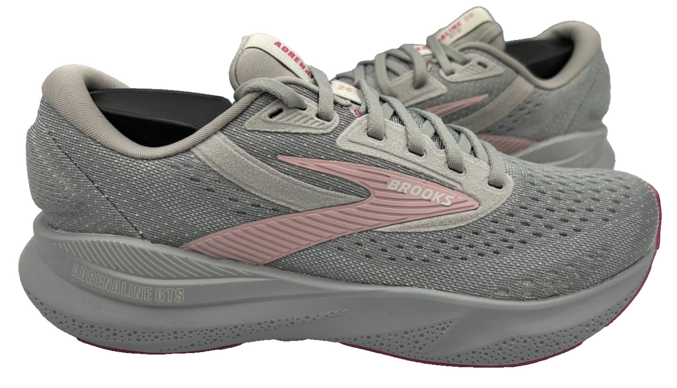 Brooks Women’s Adrenaline GTS 24 Lace Up Running Shoes Gray/Lt.Pink Size:8 77N