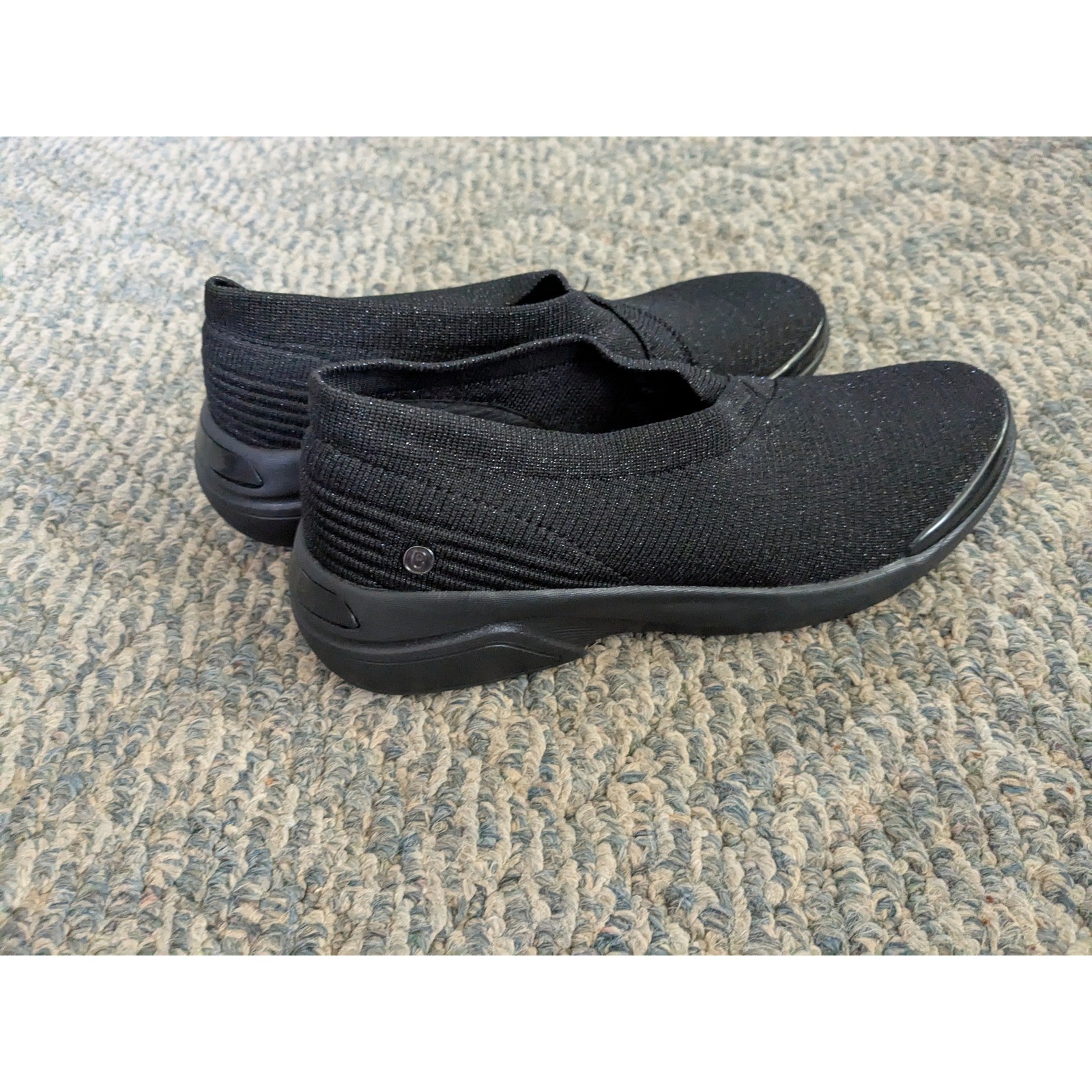Bzees Outburst Black Shimmer Knit Slip On Sneakers Womens 7.5M Comfort Walking